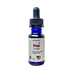 Element Eliquid Pink Lemonade flavored eliquid in a glass bottle.